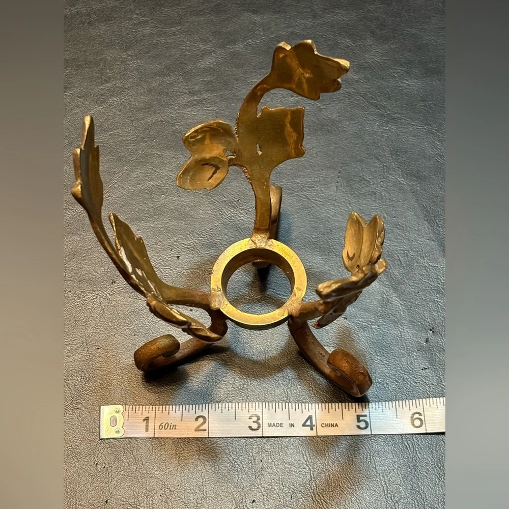 Brass acorn and leaves candle holder